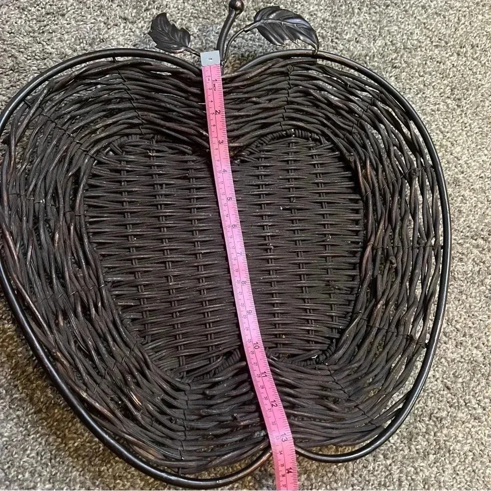 Vintage Metal And Wicker Apple Shaped Basket - Picture 3 of 3
